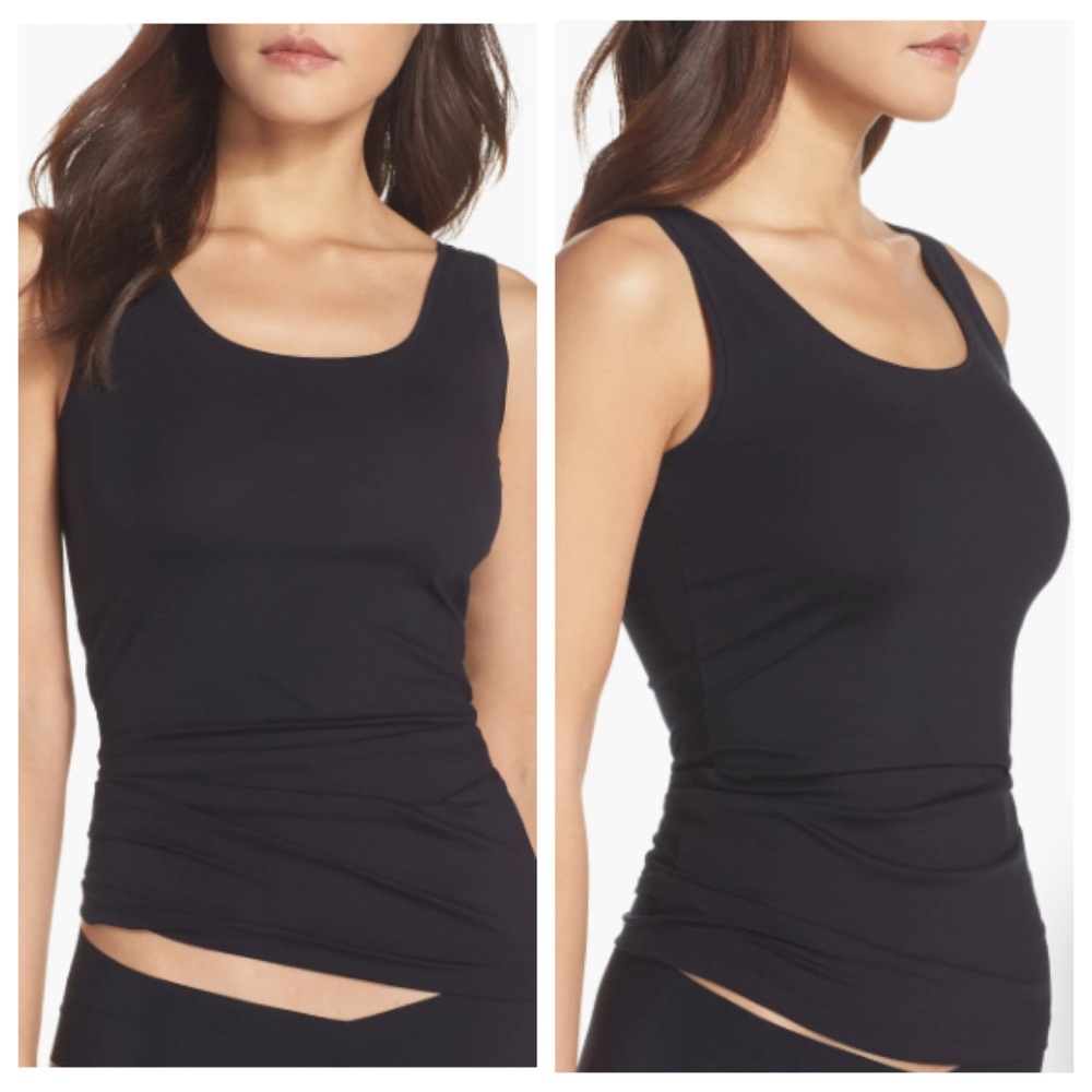 BRASS PLUM Long Line Sleeveless Tank Top in BLACK LARGE